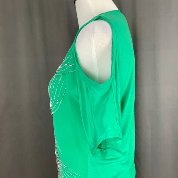 Antropologie YOANA BARASCHI Silk Sequined Emerald Green Top Sz S - Picture 13 of 16